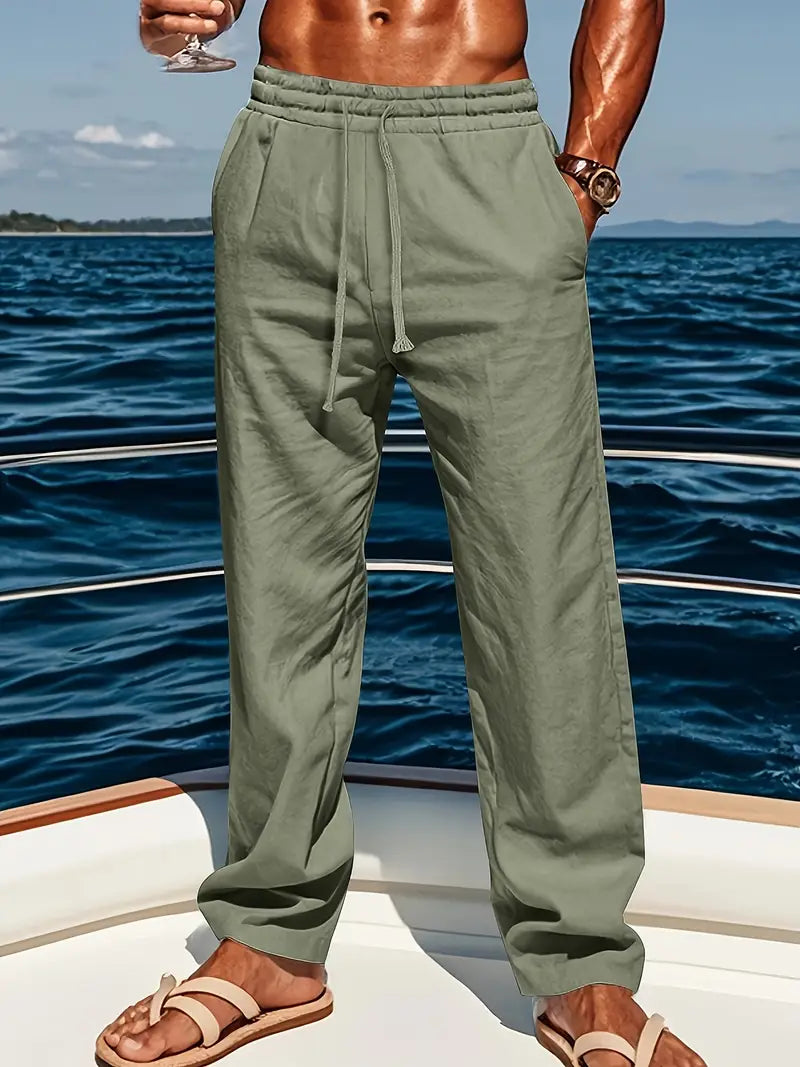 Babaev | Drawstring Wide Leg Linen-Style Trousers