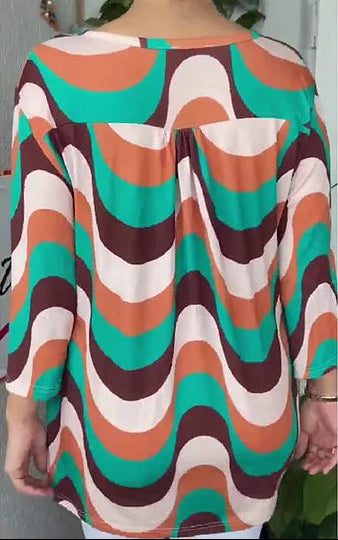 Nahikari | Printed V Neck Tunic Blouse
