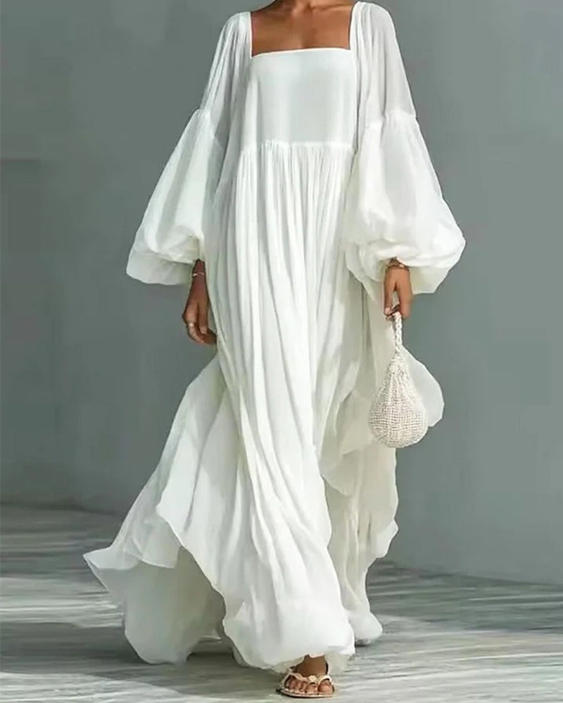 Nunila | Square Neck Balloon Sleeves Maxi Dress