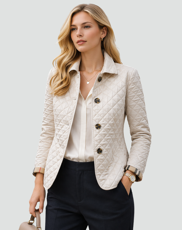 Myrna | Quilted Jacket Stand Collar Button Front