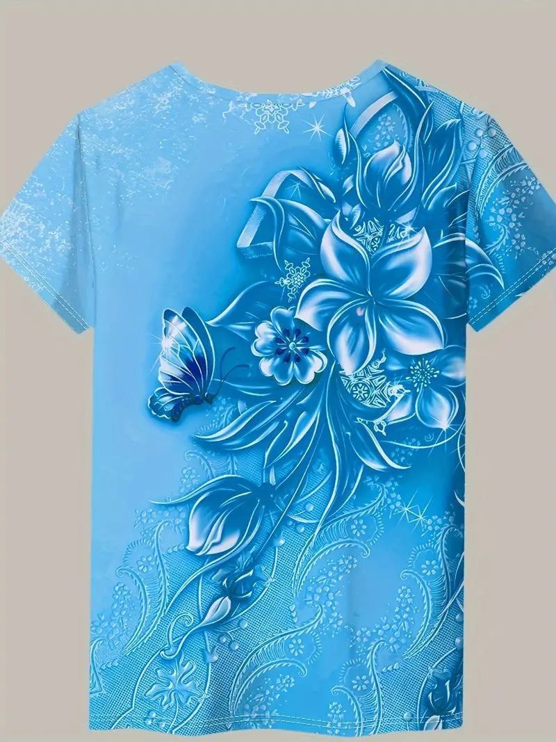 Carlisa | Floral Print Short Sleeve T Shirt