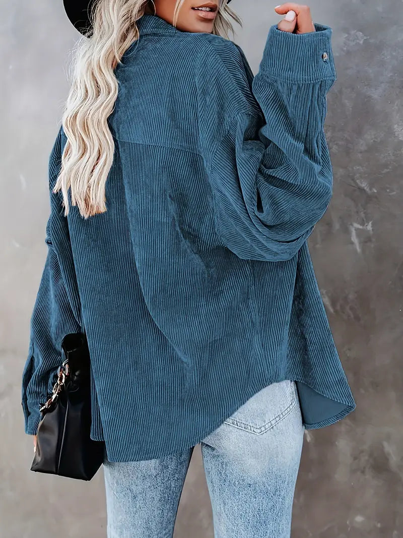Irmela | Long Sleeve Button Front Corduroy Shirt