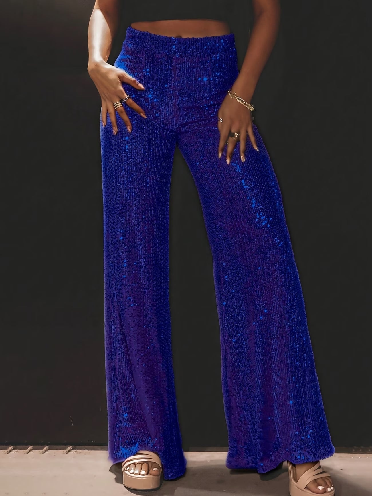 Tnora | Trousers Sequin Wide Leg High Waist
