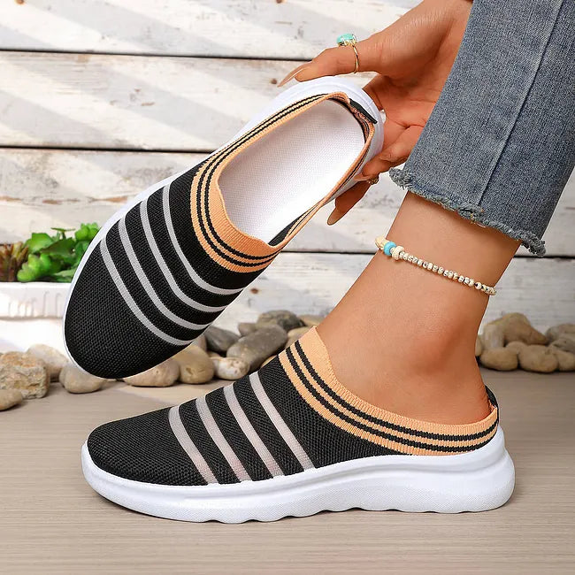 Aleyda | Slip On Striped Knit Casual Trainers