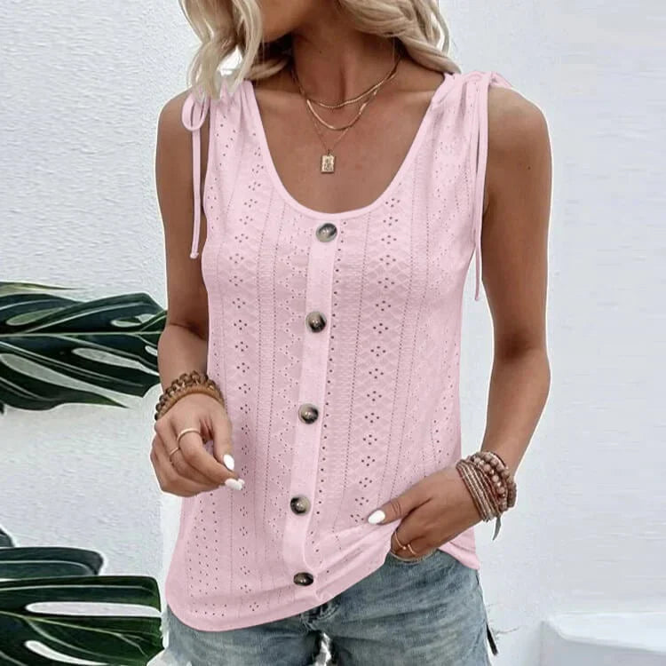 Fedelm | Sleeveless Button Front Knit Top