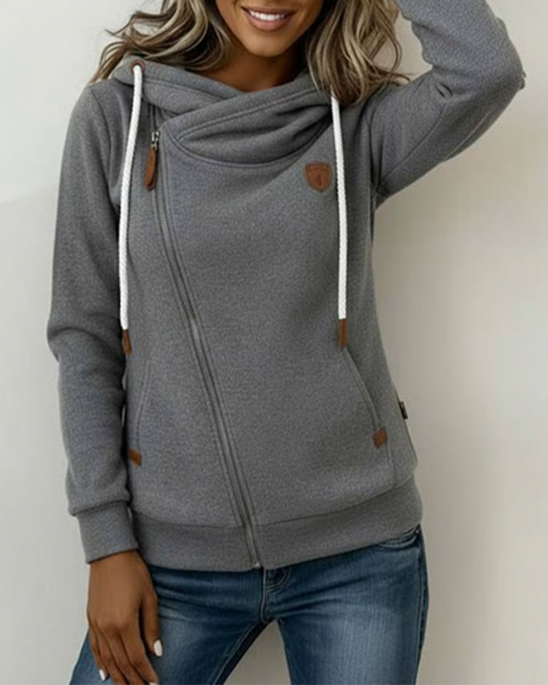 Isabel | Hoodie Long Sleeve Asymmetrical Zip