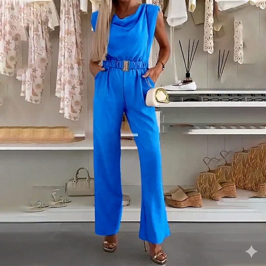 Lyda - Sleeveless Wide Leg Belted Jumpsuit