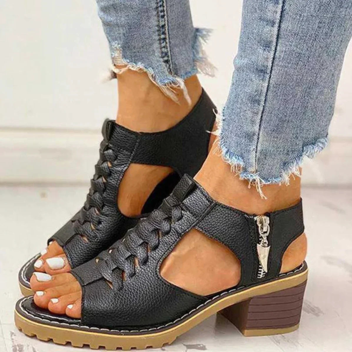 Benita | Woven Block Heel Sandals