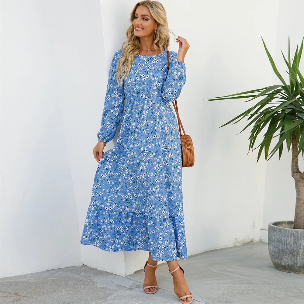 Trisha | Floral Print Maxi Dress Long Sleeves
