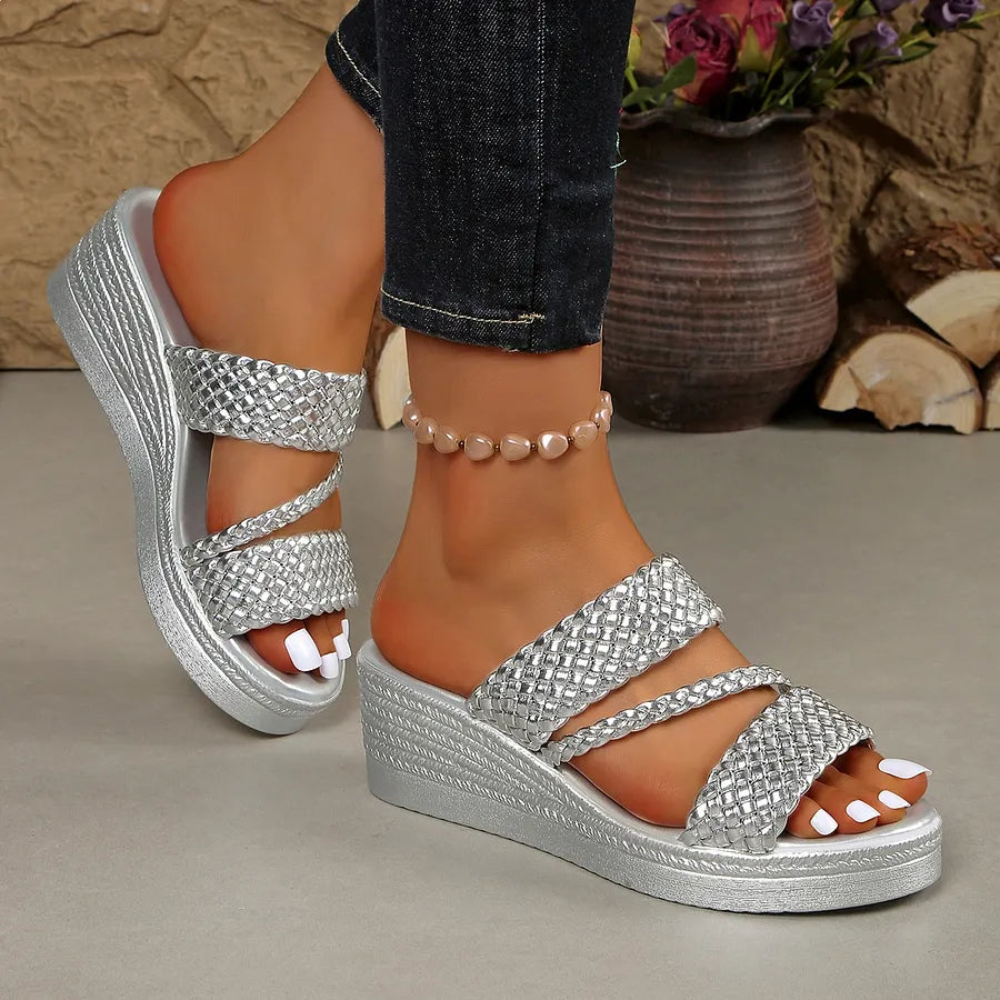 Kalwina - Wedge Braided Strap Sandals