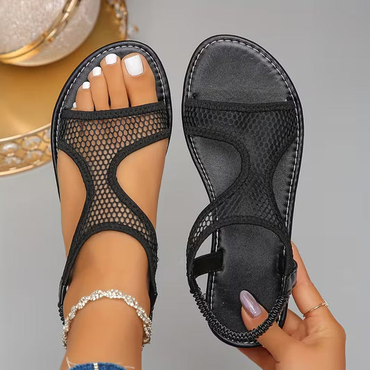 Rahaf | Flat Mesh Strap Open Toe Sandals