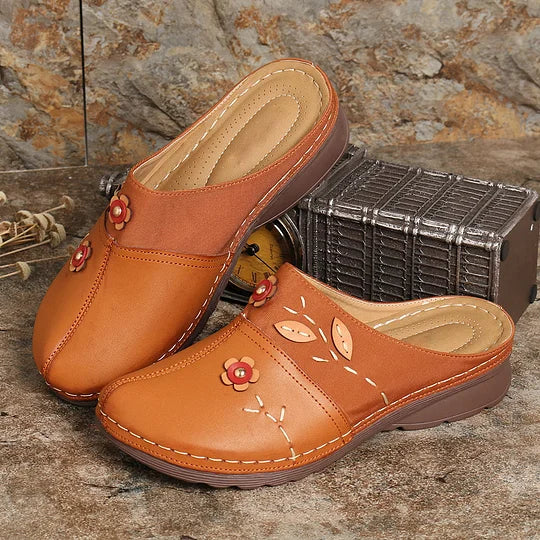 Janeth | Floral Stitch Slip-On Clogs