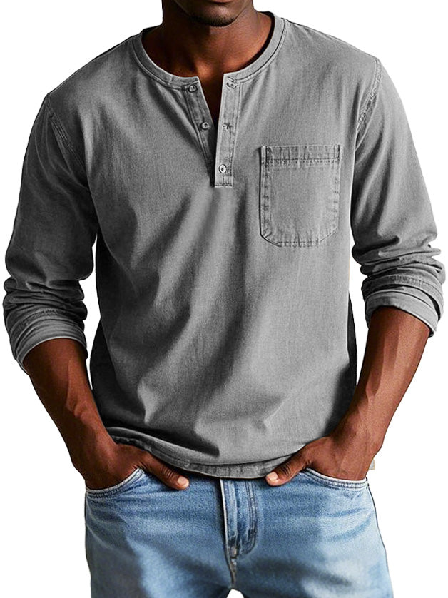 Gerry | Classic Casual Long Sleeve Henley Cotton Shirt