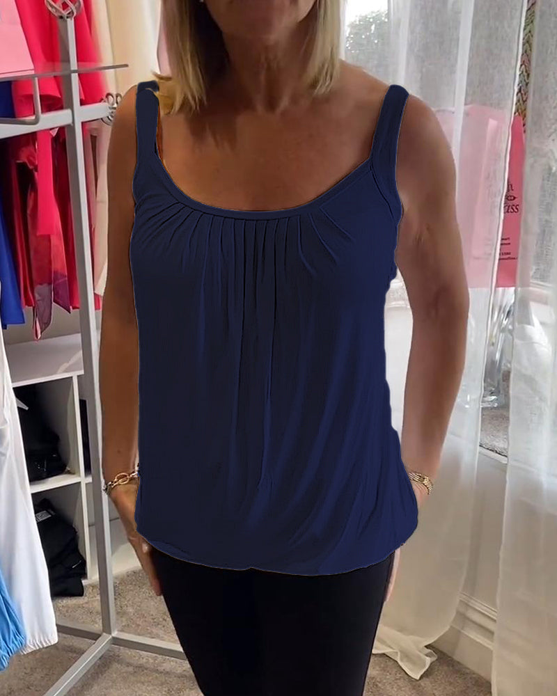 Hanner | Pleated Sleeveless Scoop Neck Top