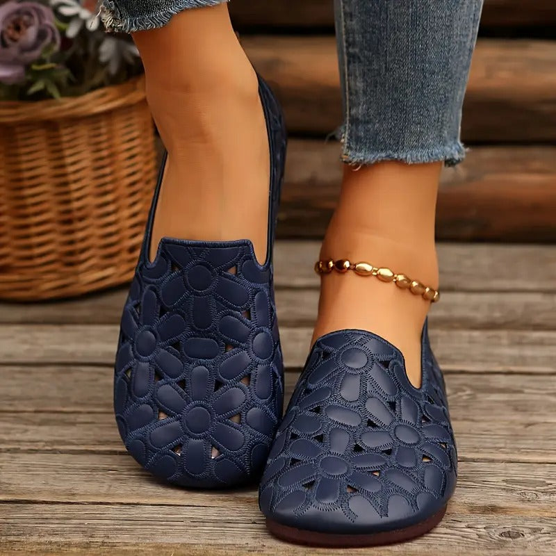 Veronica | Floral Cut Out Flat Shoes
