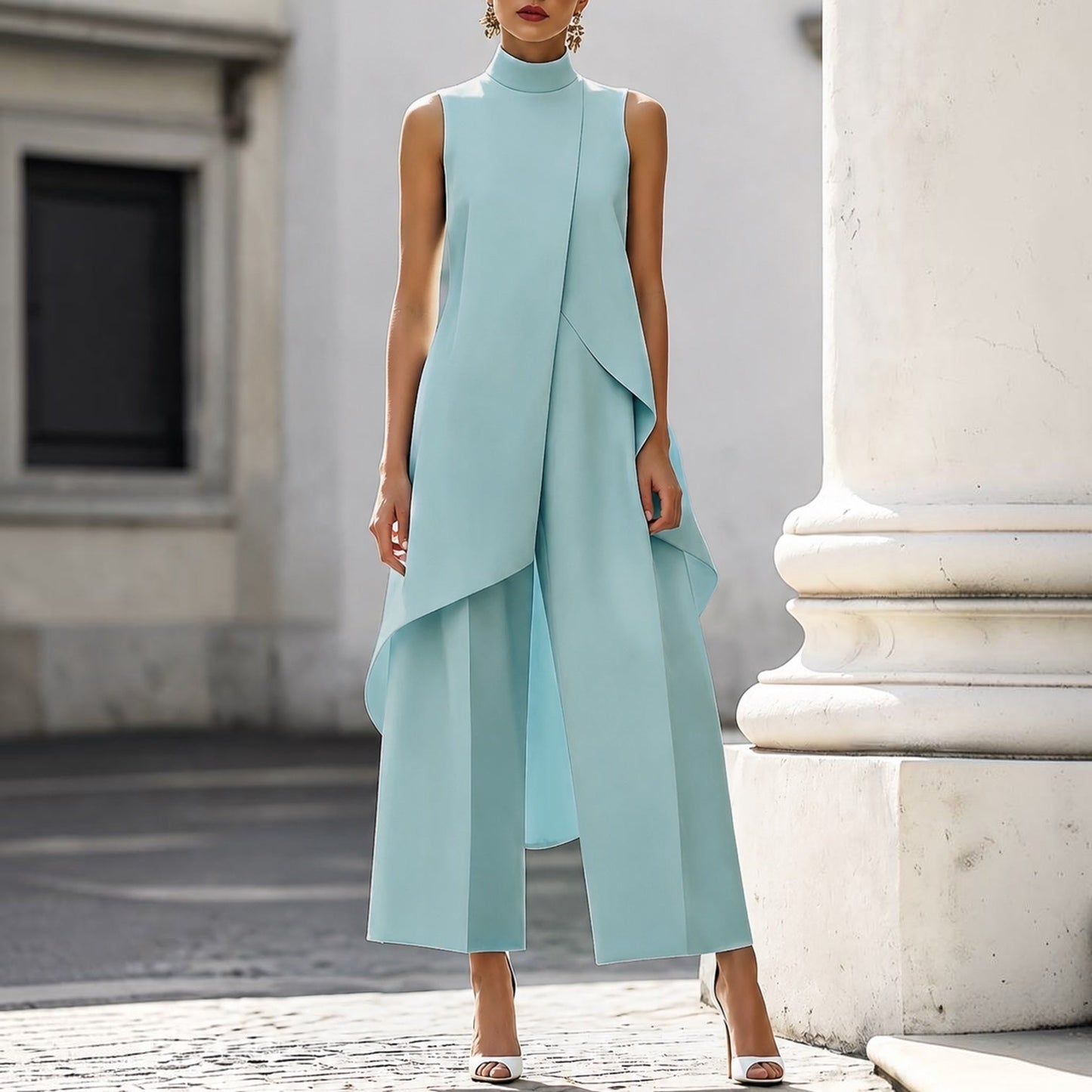 Maryam | Two Piece High Neck Draped Trouser Set