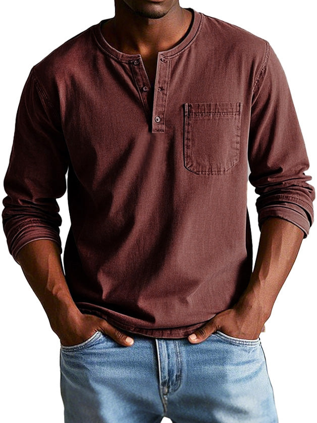 Gerry | Classic Casual Long Sleeve Henley Cotton Shirt