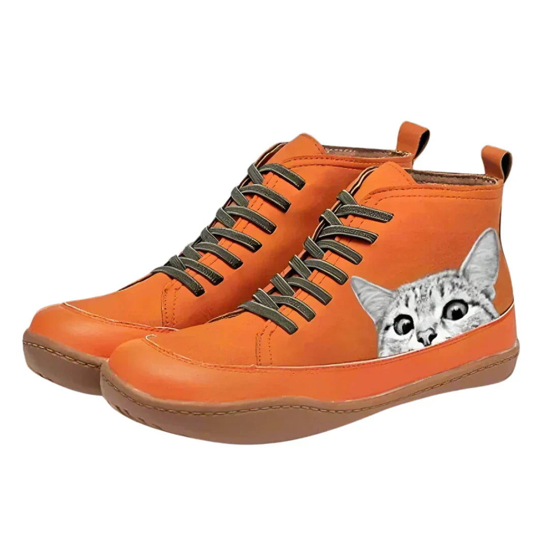 Fenna  | Cat Print Hi-Top Trainers