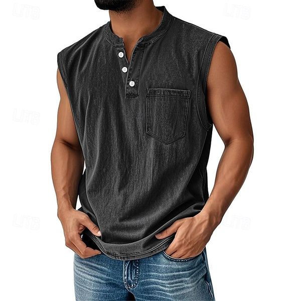 Latrell | Denim Henley Vest Top