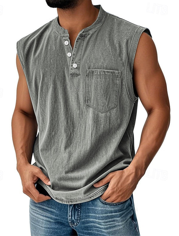Latrell | Denim Henley Vest Top