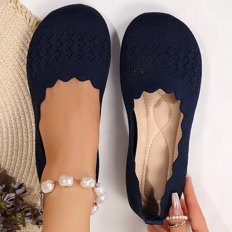 Iosifina | Knit Ballet Flats with Scalloped Edge