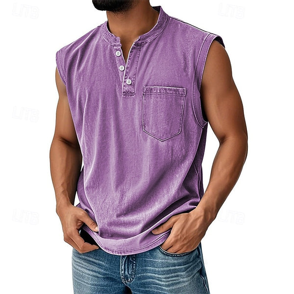 Latrell | Denim Henley Vest Top