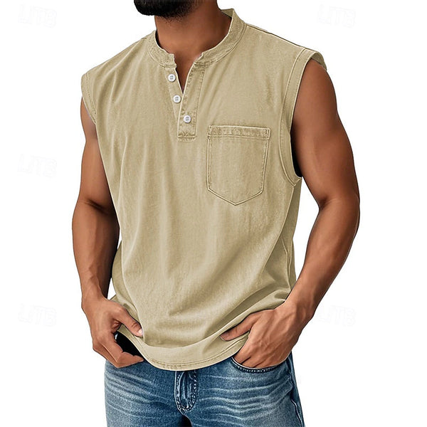 Latrell | Denim Henley Vest Top