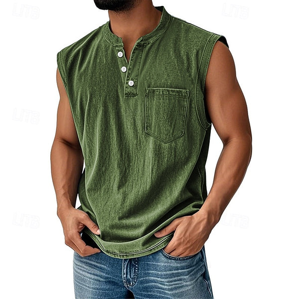 Latrell | Denim Henley Vest Top