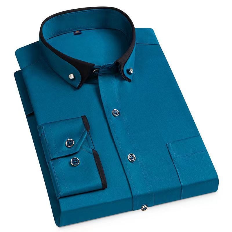 Abram | Contrast Collar Long Sleeve Button Shirt