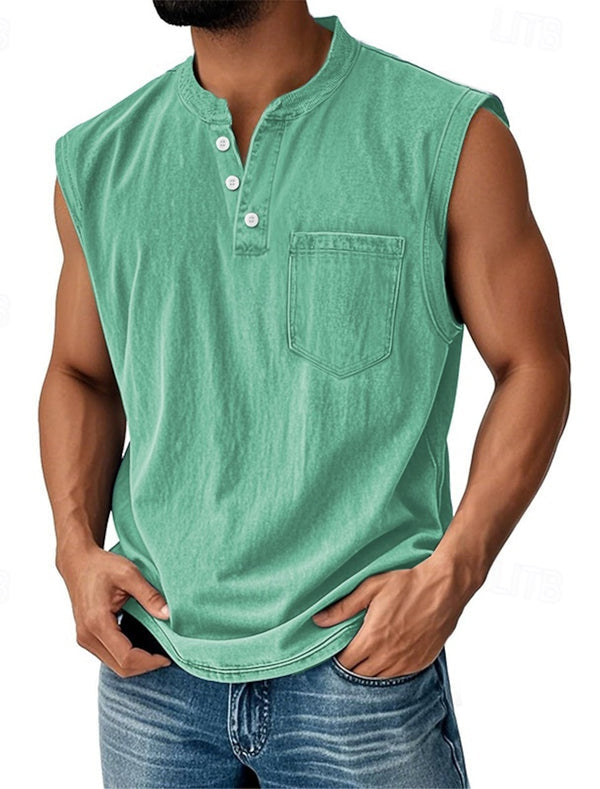 Latrell | Denim Henley Vest Top
