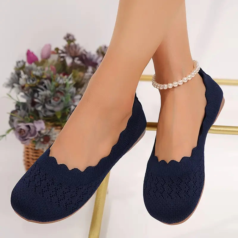 Iosifina | Knit Ballet Flats with Scalloped Edge