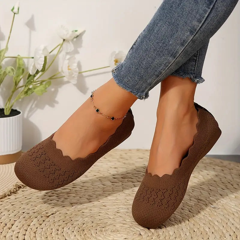 Iosifina | Knit Ballet Flats with Scalloped Edge