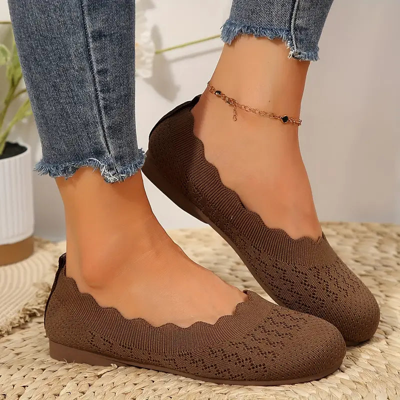 Iosifina | Knit Ballet Flats with Scalloped Edge