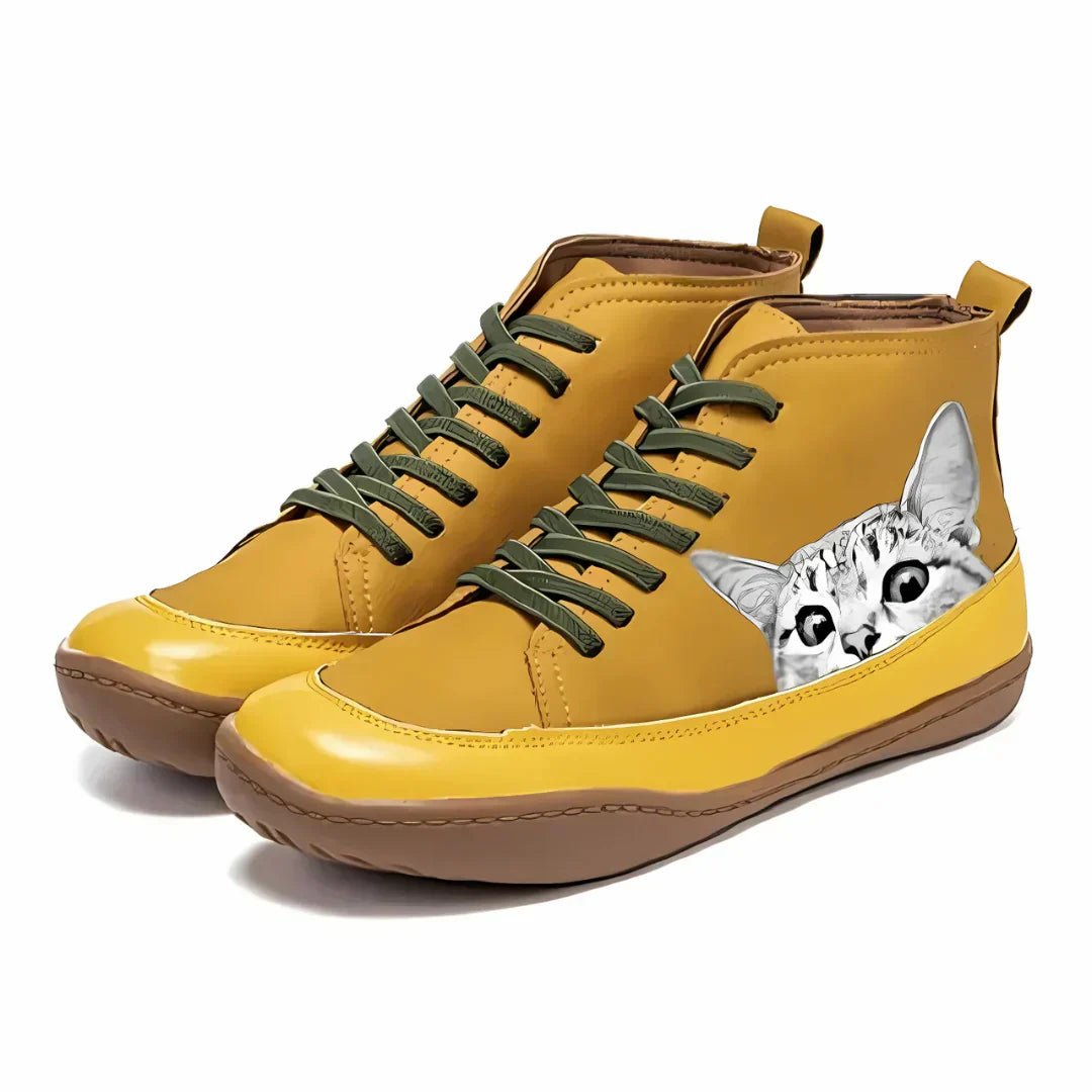 Fenna  | Cat Print Hi-Top Trainers