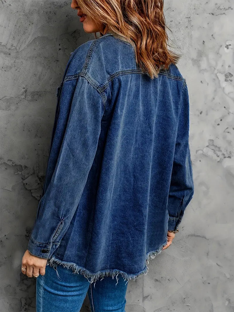 Malika | Denim Jacket with Long Sleeves and Pockets