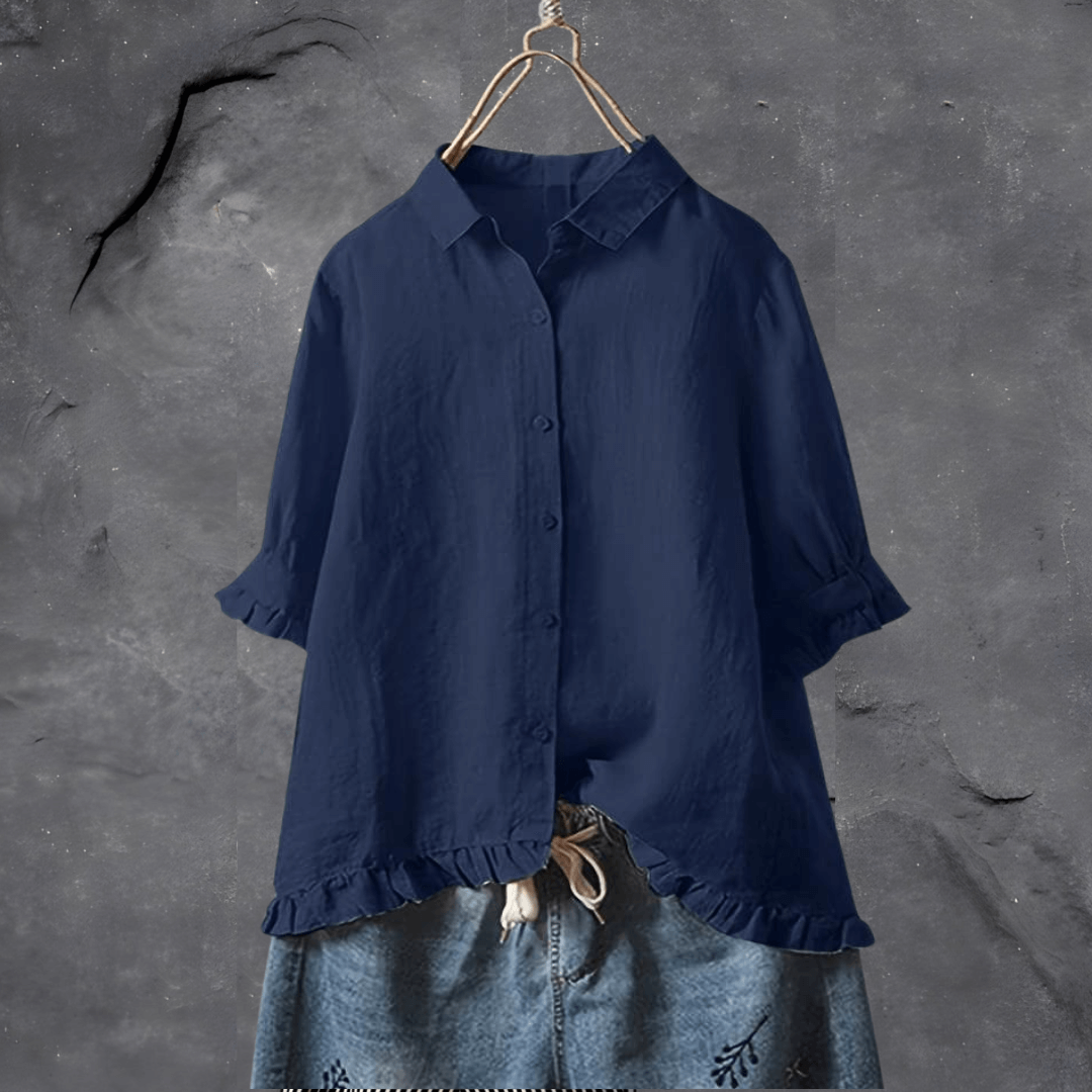 Meagan | Short Sleeve Ruffle Hem Shirt