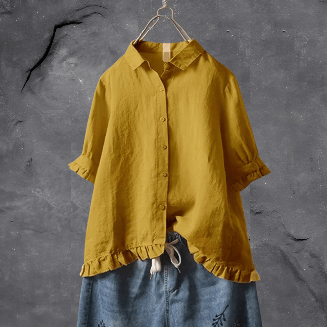 Meagan | Short Sleeve Ruffle Hem Shirt