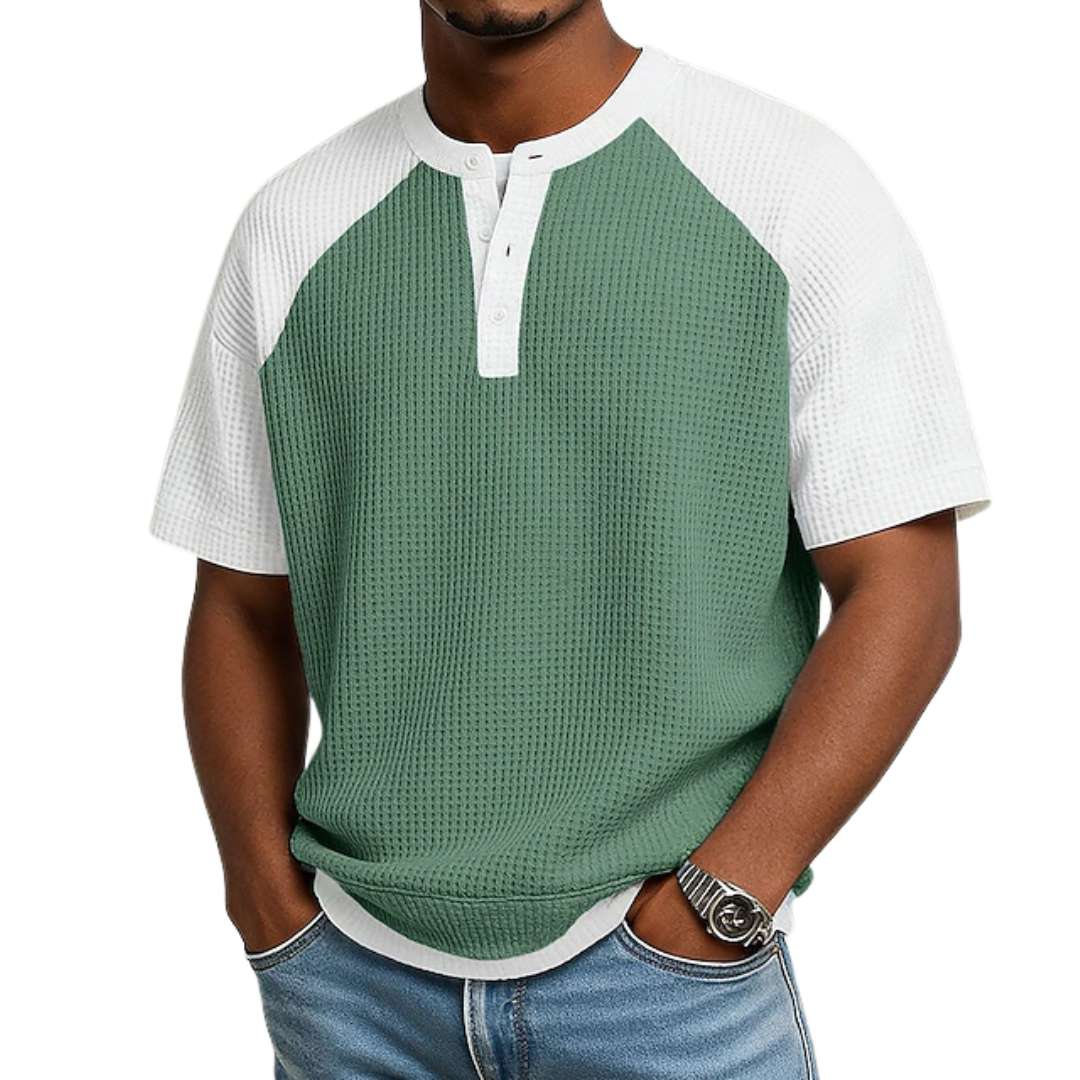 Jayz | Waffle Knit Colour Block Henley T-Shirt
