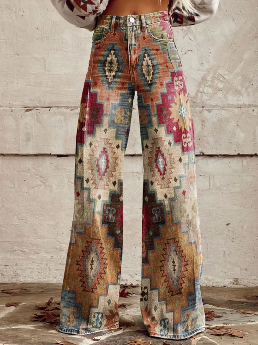 Aldina | Trousers with High Waist Geometric Print