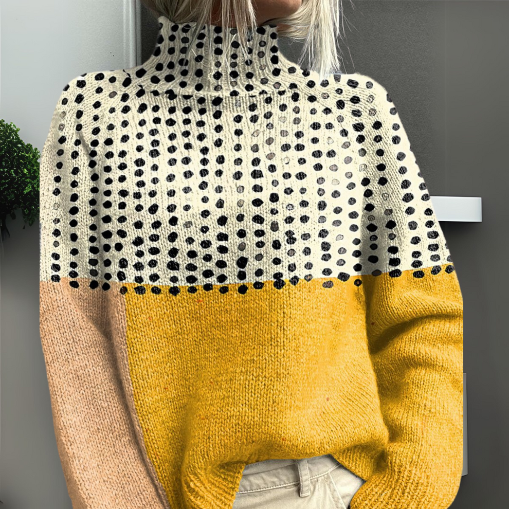 Rasha | High Neck Printed Knitted Jumper