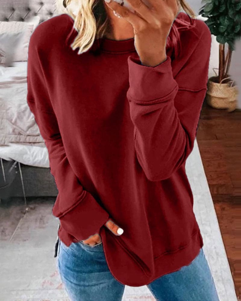 Gilda | Relaxed Long Sleeve Sweatshirt with Side Slits