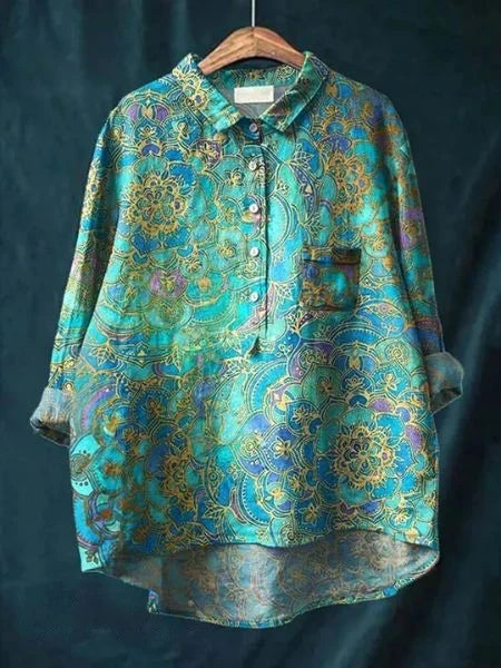 Emery | Painterly Floral Long Sleeve Blouse