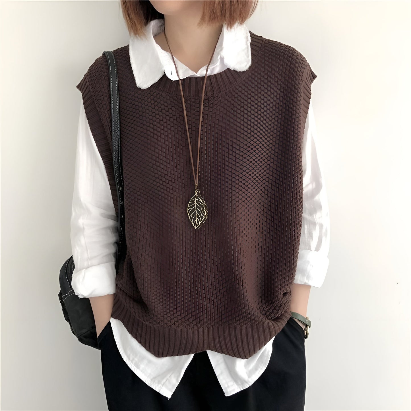 Ramona | Knitted Sleeveless Crew Neck Jumper Vest