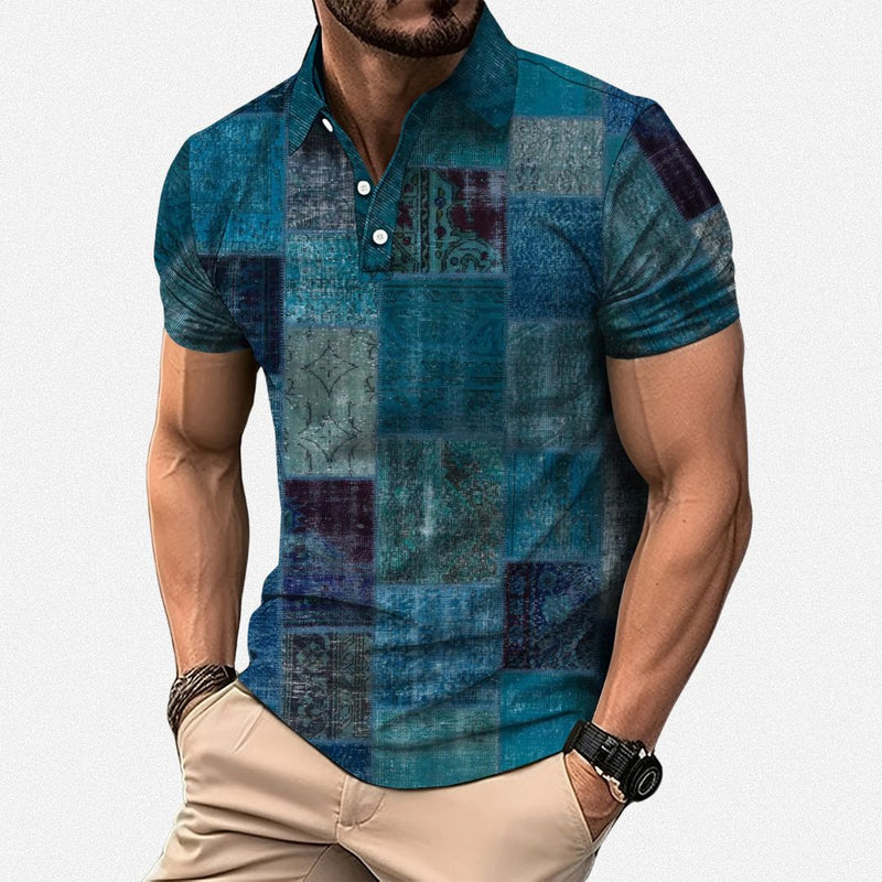 Gasan | Colour Block Patchwork Polo Shirt