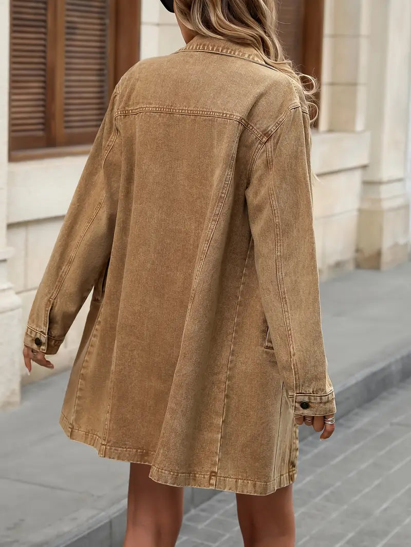 Tacie | Denim Long Sleeve Button Front Jacket