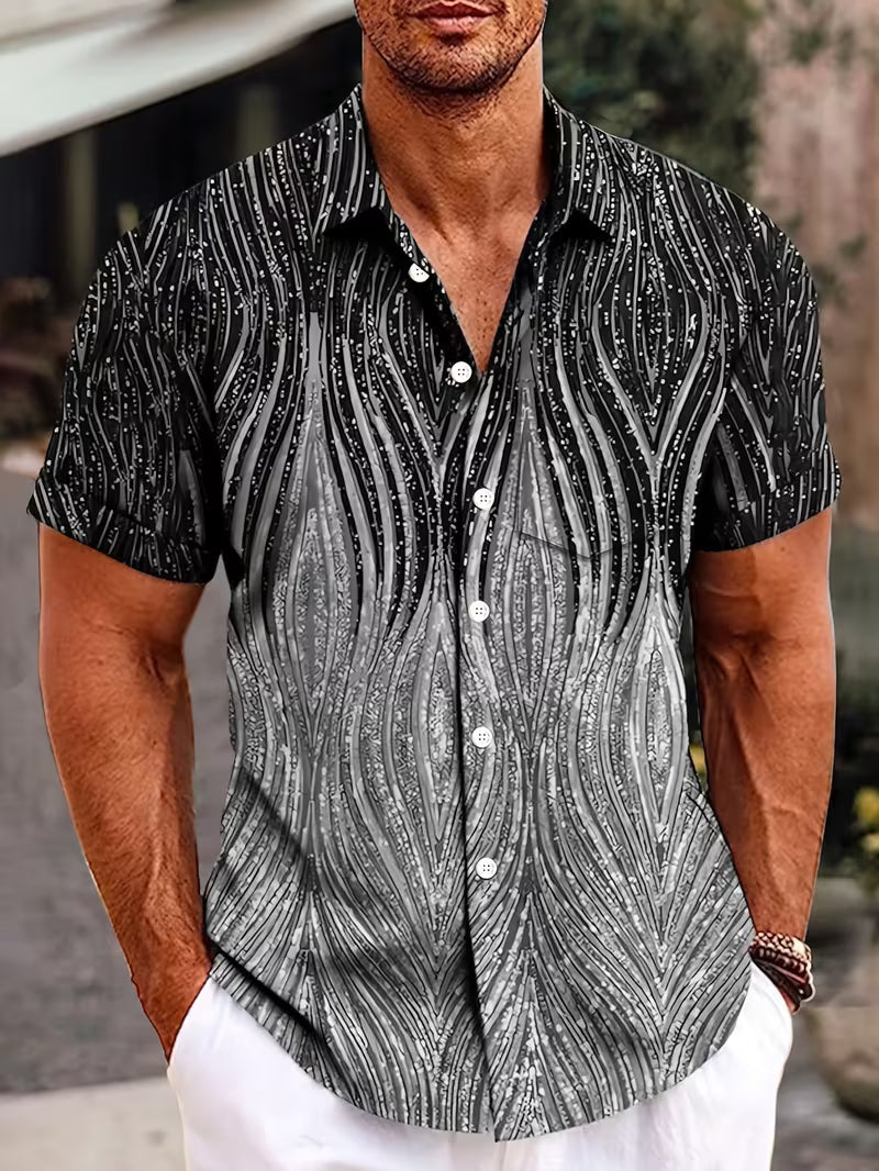 Klenn - Short Sleeve Printed Button Up Shirt