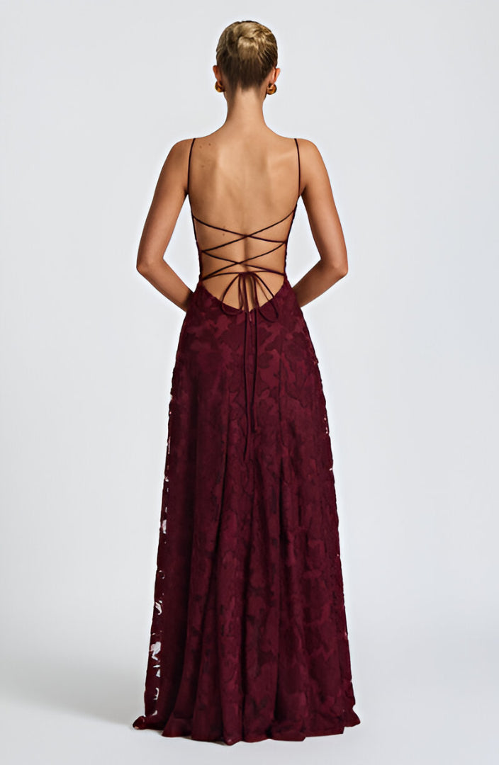 Alona | Floral Textured Strappy Maxi Dress