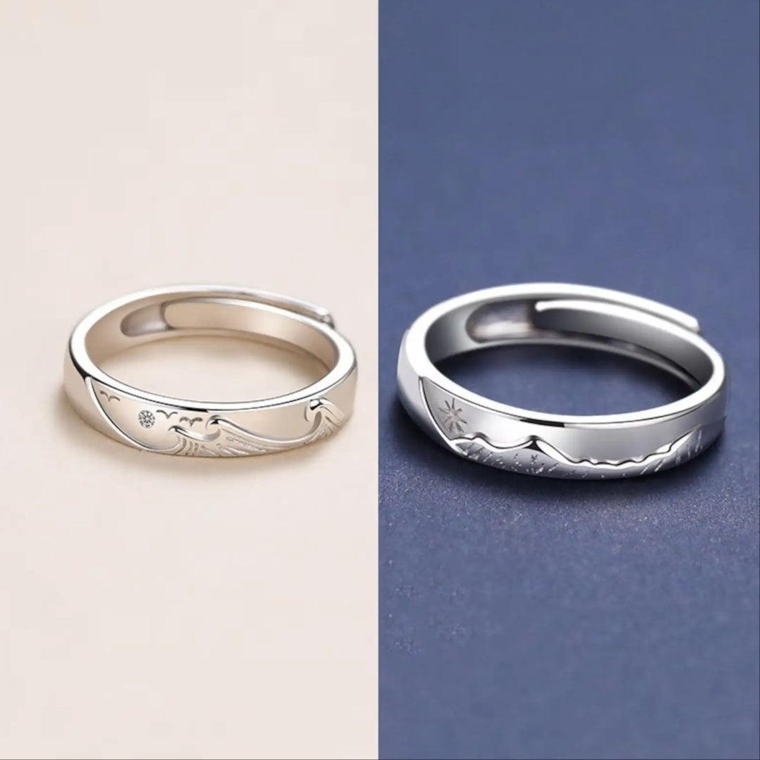 Mollie | Mountain Wave Promise Rings Set