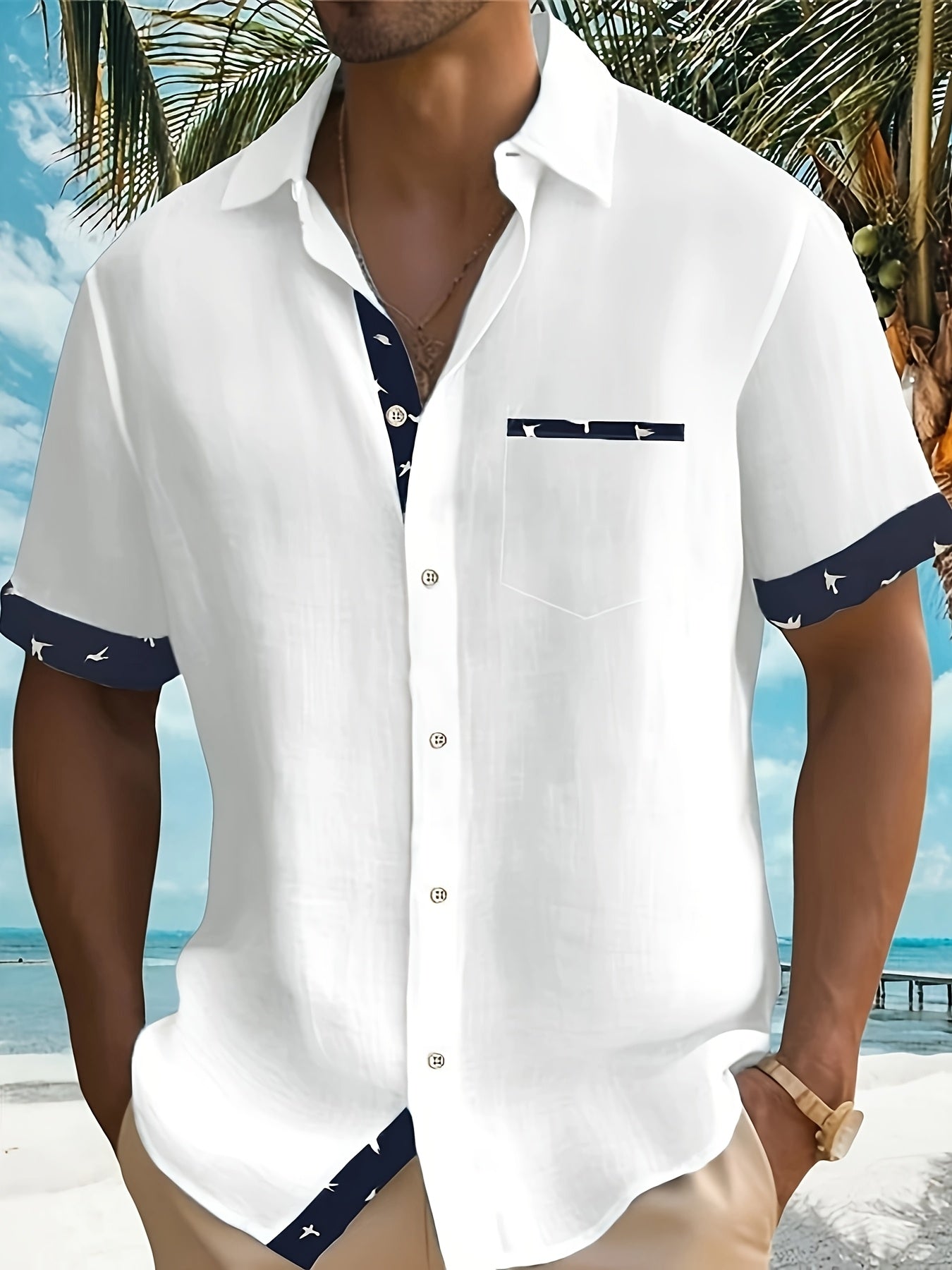 Julio - Short Sleeve Contrast Trim Button Shirt