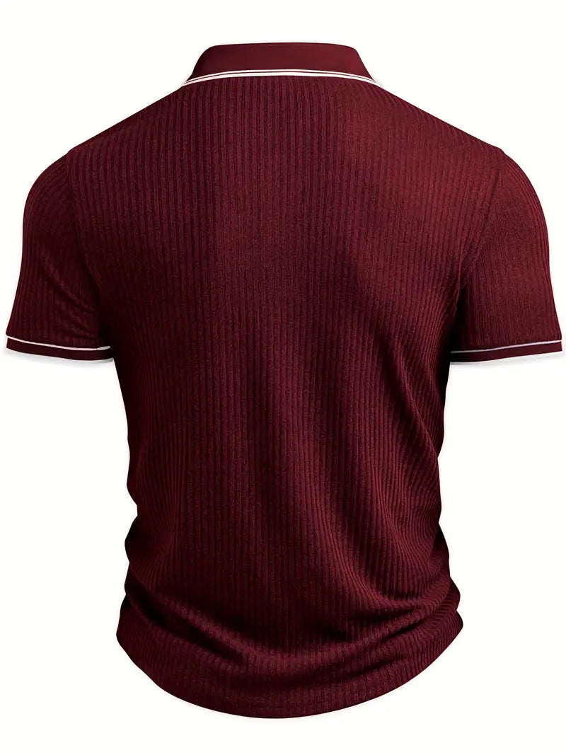 Orestis - Ribbed Short Sleeve Contrast Polo Shirt
